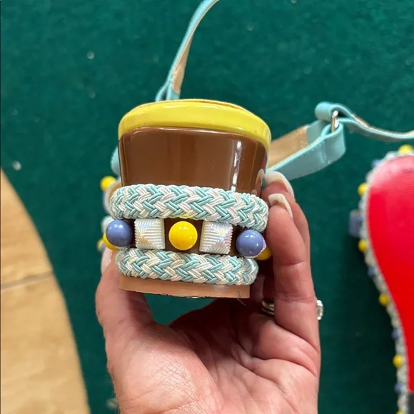 EUC- adorable Christian Louboutin Yellow/Blue Sandals, 38 Sandals